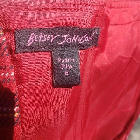 Betsey Johnson Mini Dress Red Tartan Plaid Strapless Double Patent Belt 6 - Picture 6 of 6
